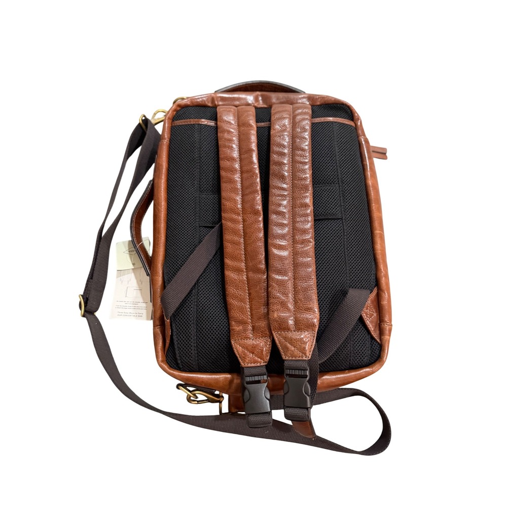 Fossil Buckner Convertible Backpack Briefcase Mens Cognac Leather NWT MBG9520222 - Picture 3 of 16